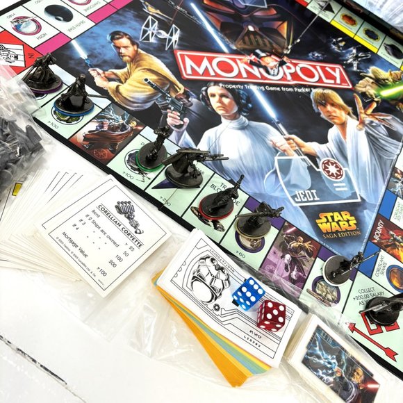Monopoly Star Wars Saga Edition Board Game Complete Set Collectible 2005 - Picture 6 of 14